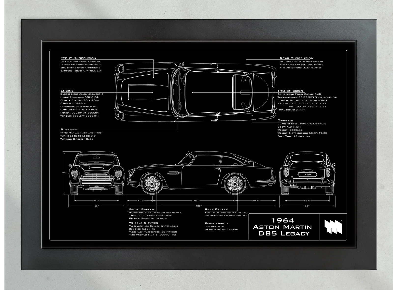 1964 Aston Martin DB5 Legacy, in the collector's frame, landscape