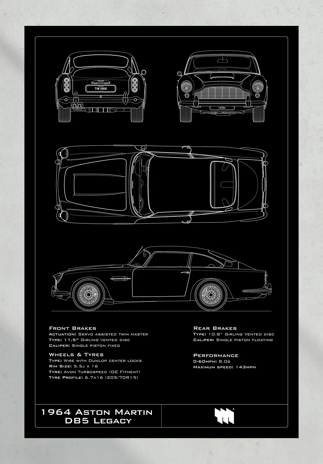 1964 Aston Martin DB5 Legacy, the print, portrait