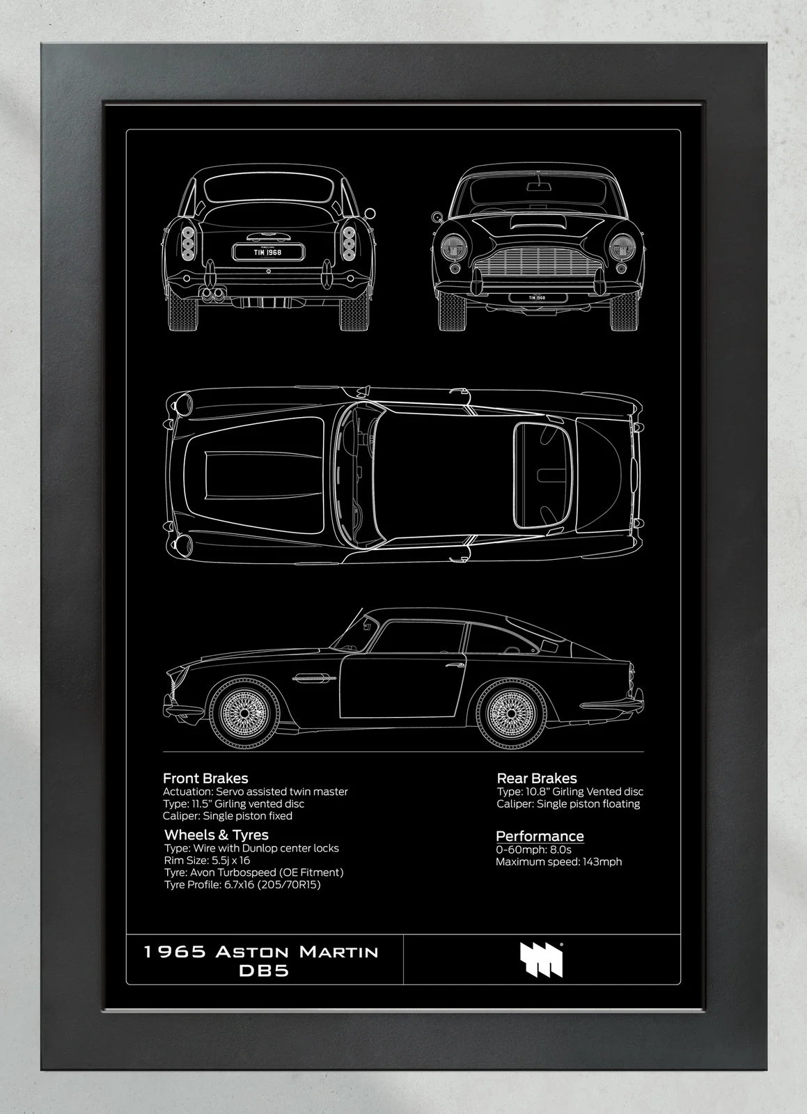 1965 Aston Martin DB5, in the collector's frame, portrait