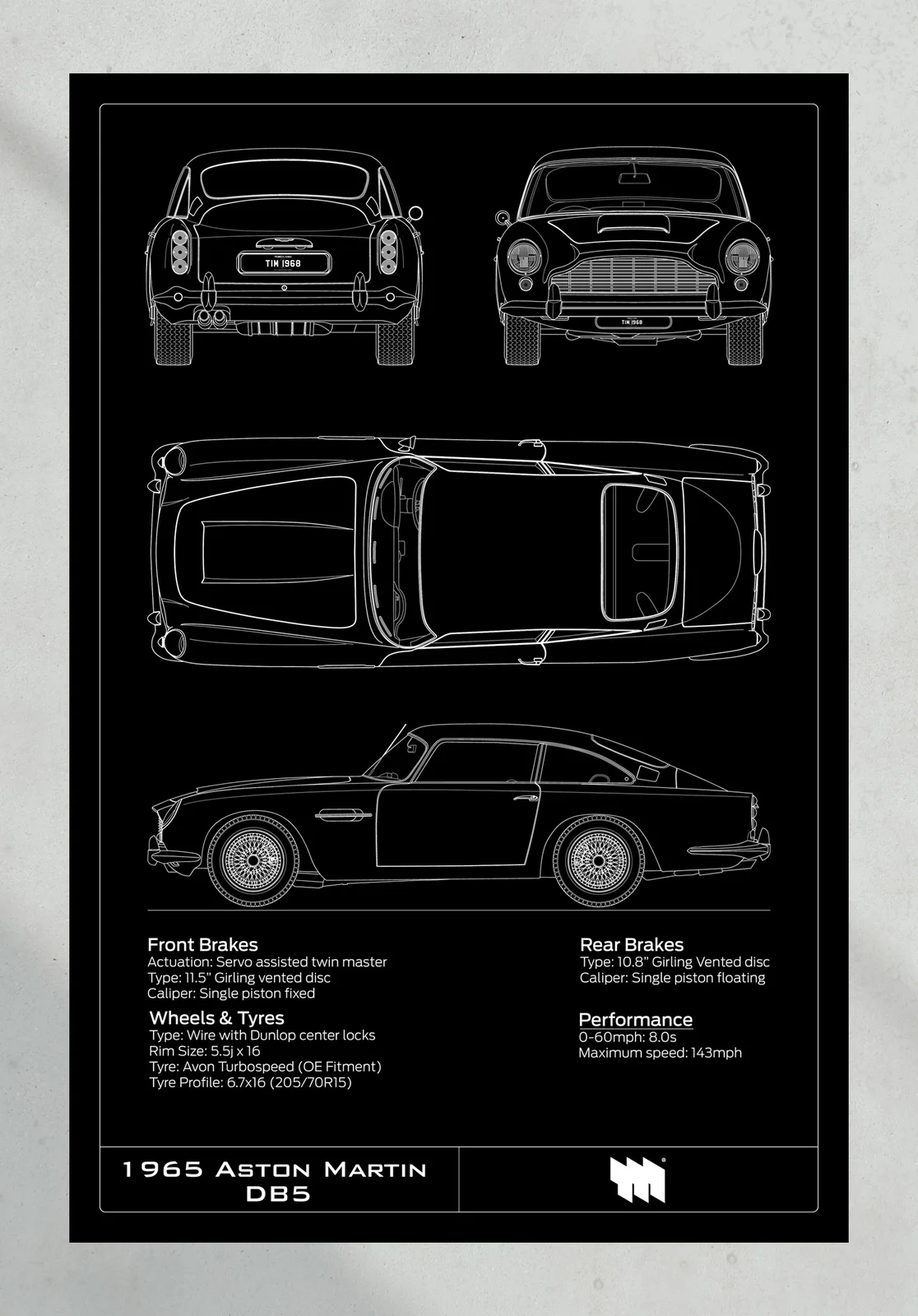 1965 Aston Martin DB5, the print, portrait