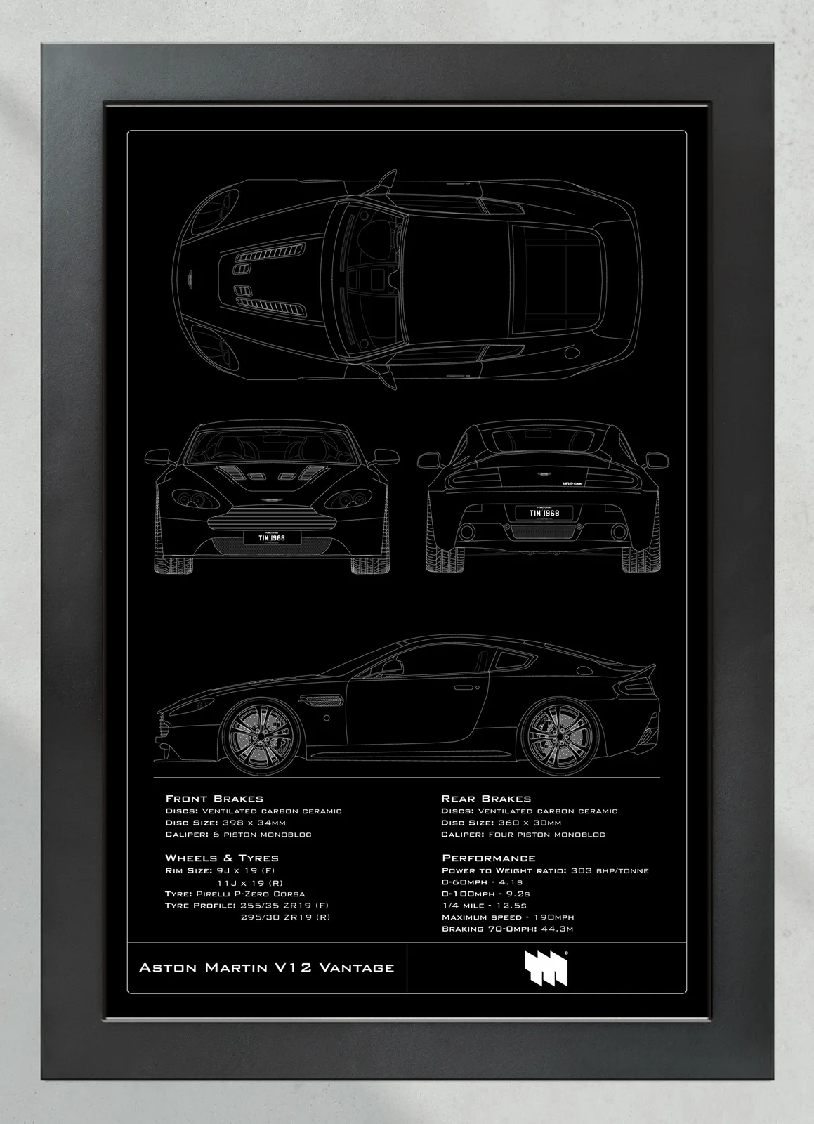 2010 Aston Martin V12 Vantage, in the collector's frame, portrait