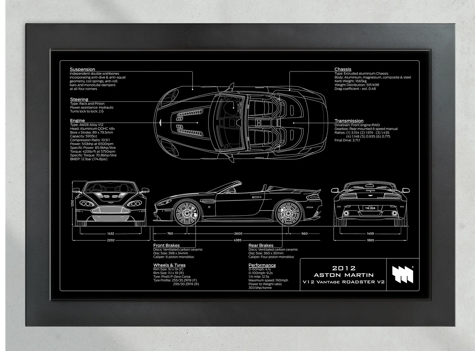 2012 Aston Martin V12 Vantage Roadster V2, in the collector's frame, landscape