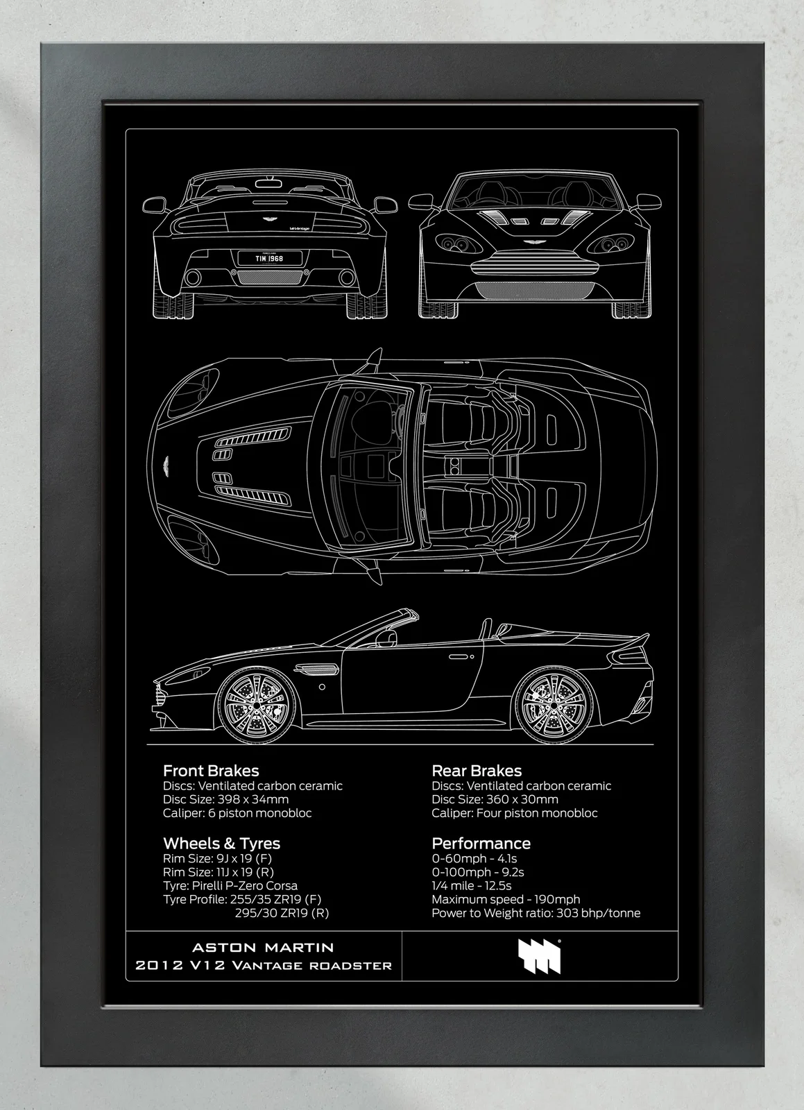 2012 Aston Martin V12 Vantage Roadster, in the collector's frame, portrait