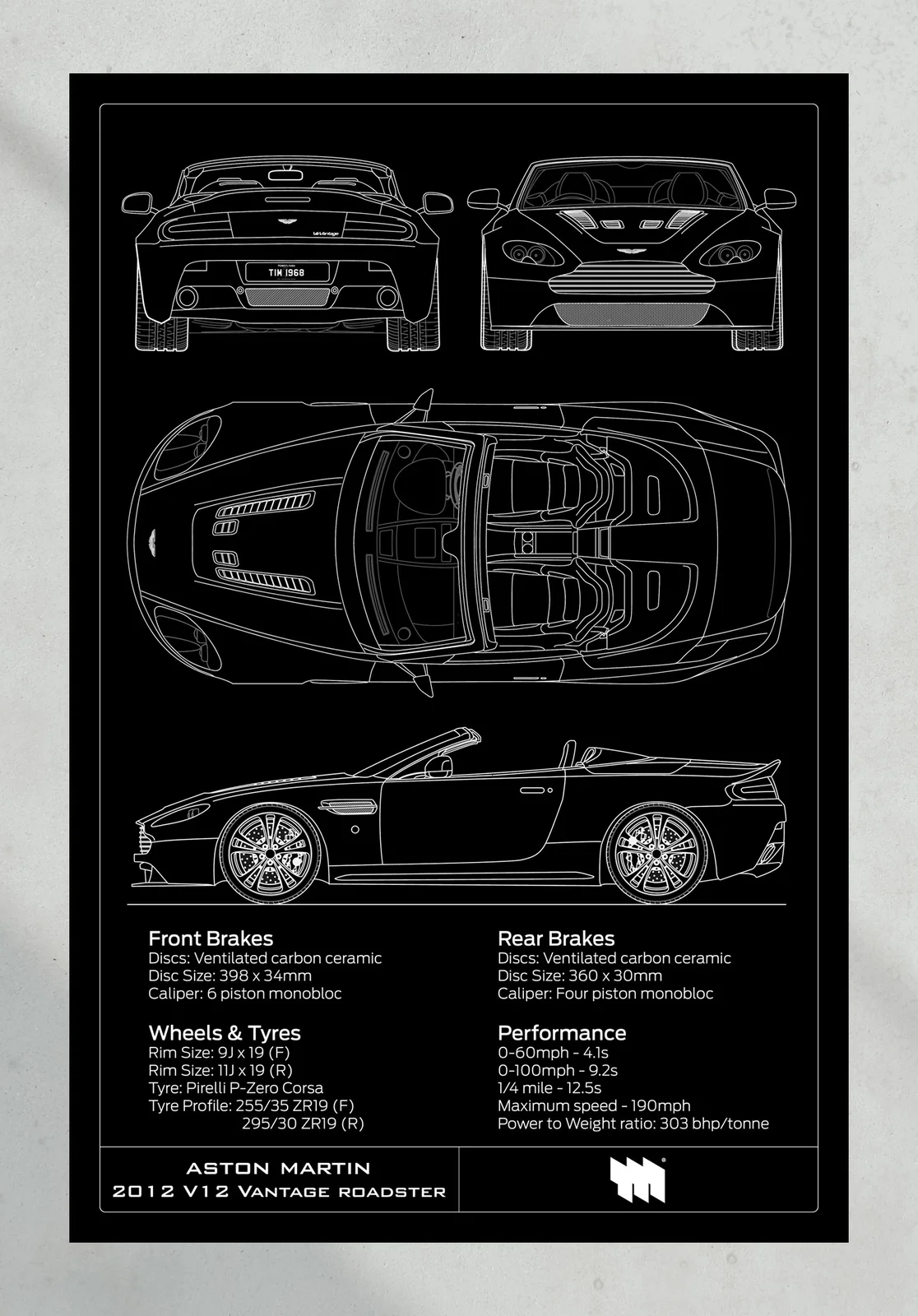 2012 Aston Martin V12 Vantage Roadster, the print, portrait