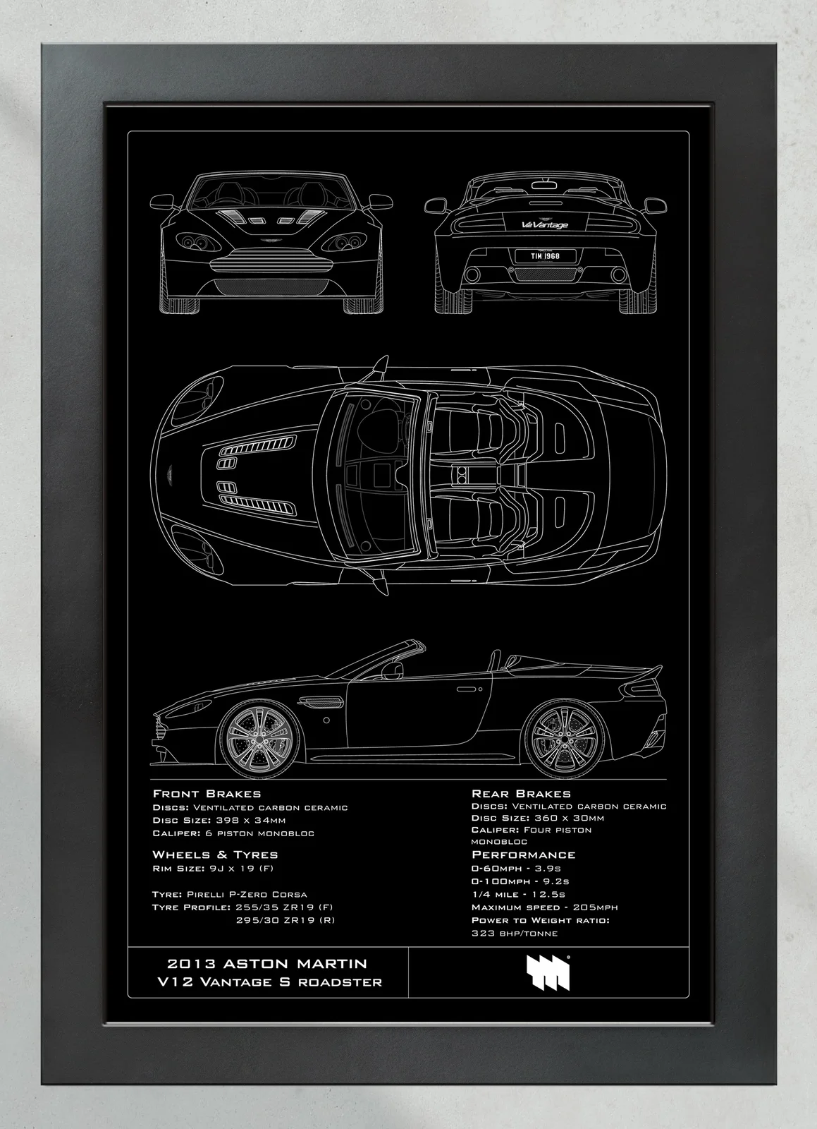 2013 Aston Martin V12 Vantage S Roadster, in the collector's frame, portrait