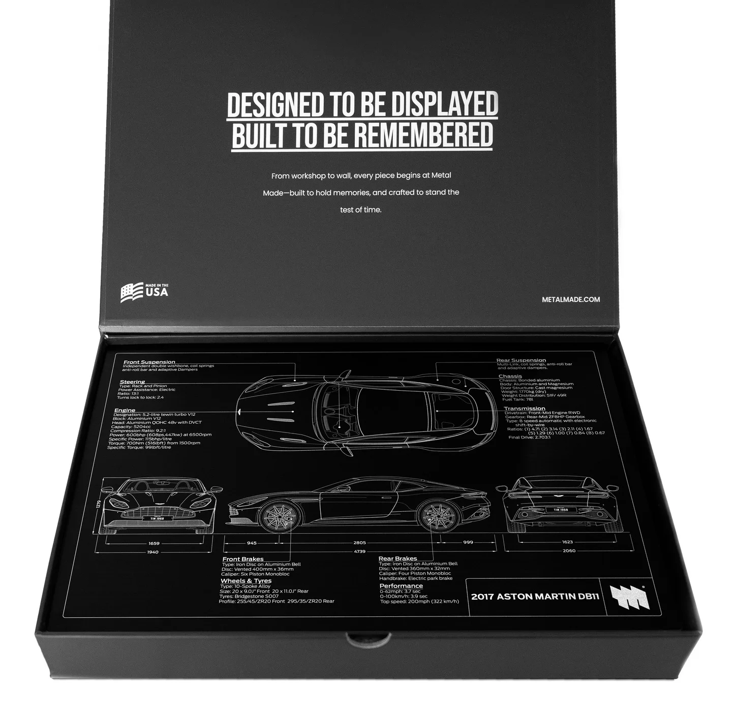 2017 Aston Martin DB11, in the metal made gift box, landscape plate