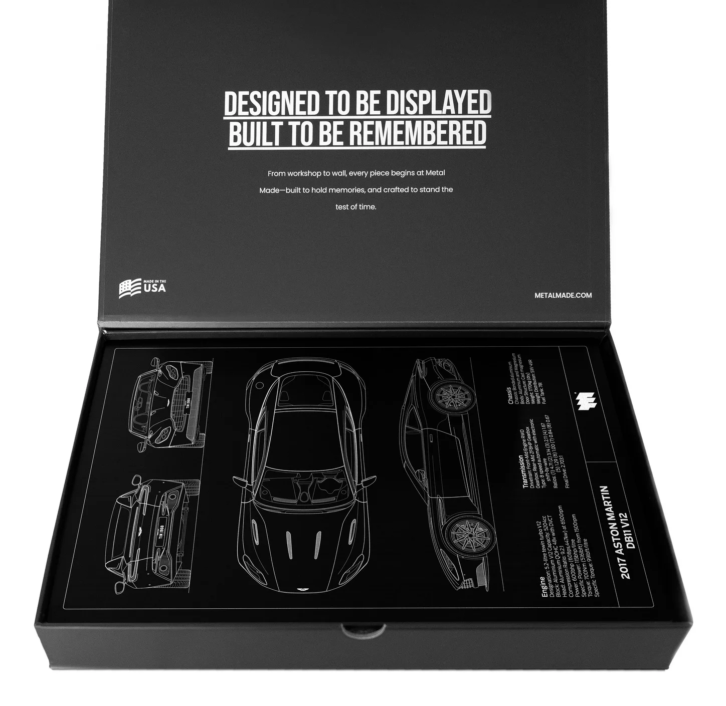 2017 Aston Martin DB11, in the metal made gift box, portrait plate