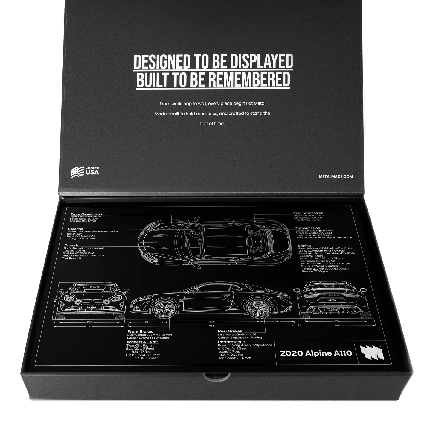 2020 Alpine A110, in the metal made gift box, landscape plate