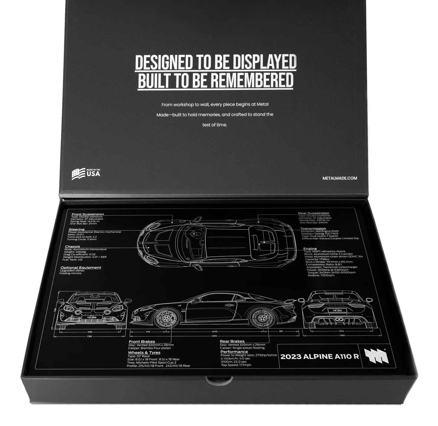 2023 Alpine A110 R, in the metal made gift box, landscape plate