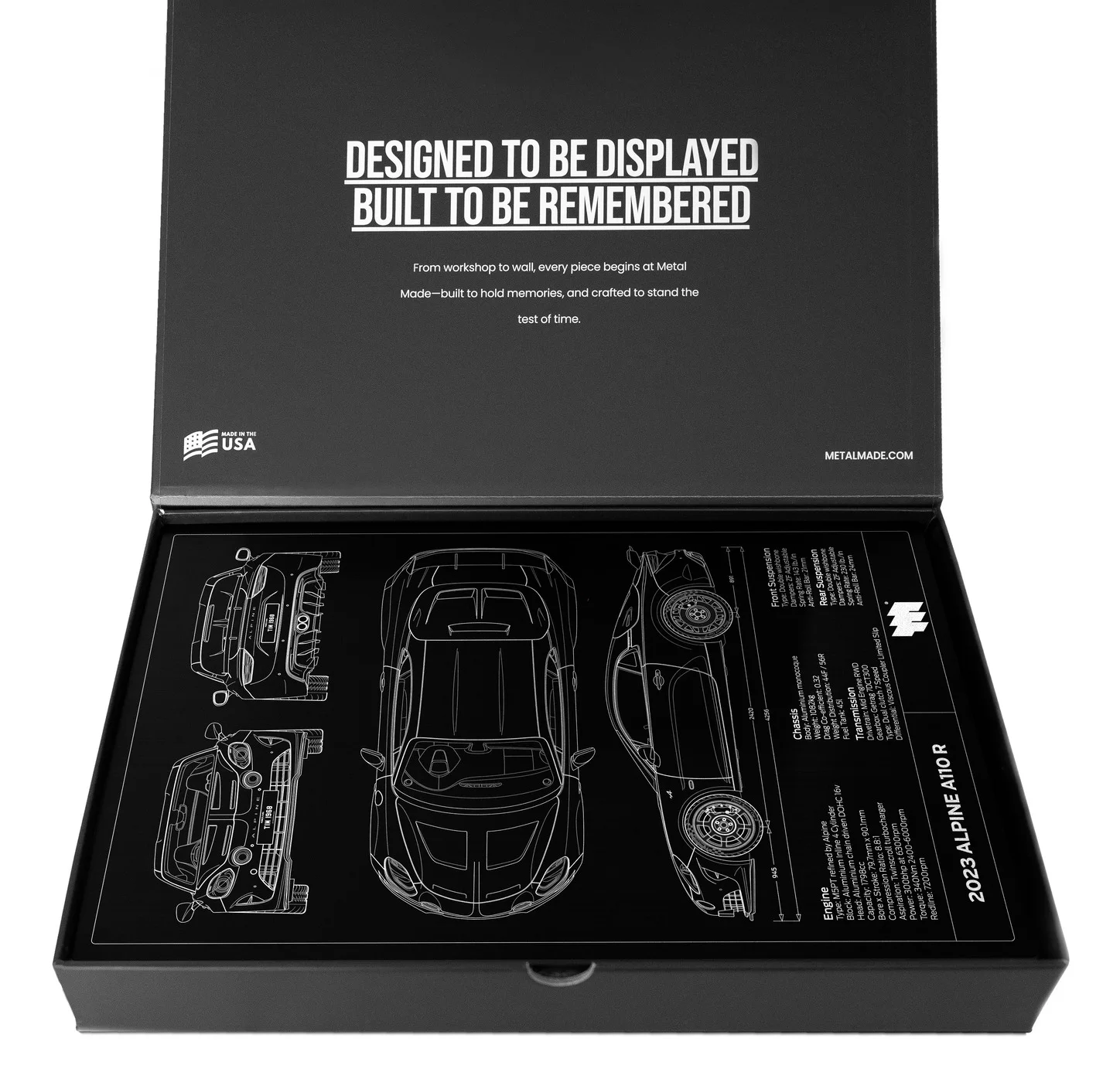 2023 Alpine A110 R, in the metal made gift box, portrait plate