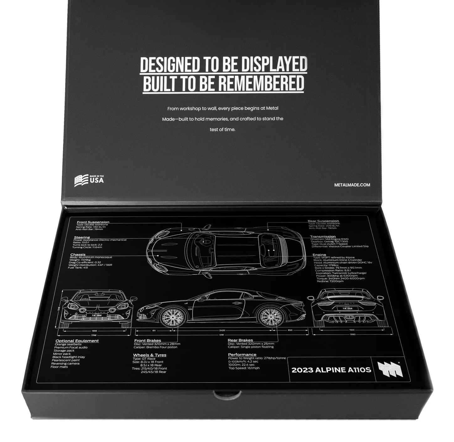 2023 Alpine A110 S, in the metal made gift box, landscape plate