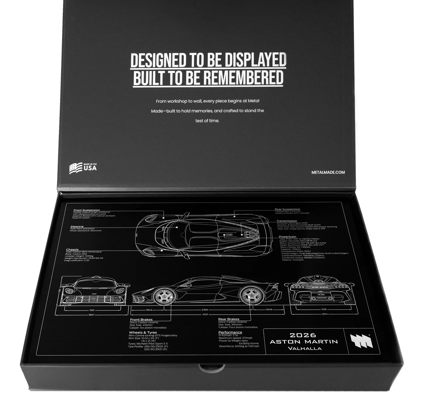 2026 Aston Martin Valhalla, in the metal made gift box, landscape plate