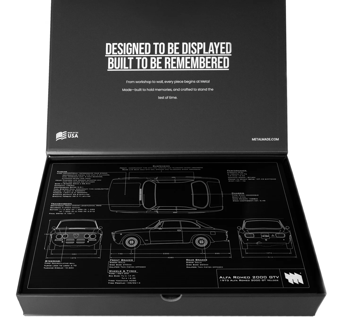 Alfa GTV 2000 1973, in the metal made gift box, landscape plate