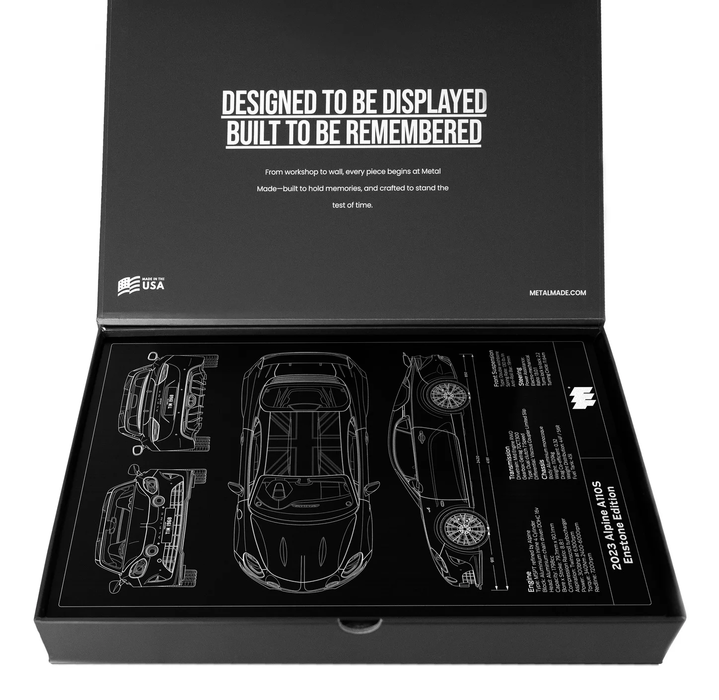 Alpine A110S Enstone, in the metal made gift box, portrait plate