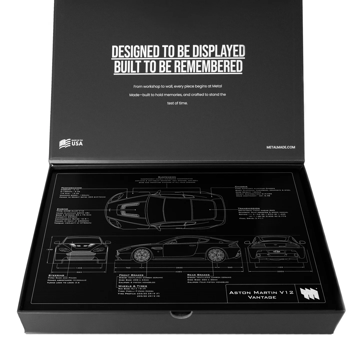 Aston Martin V12 Vantage, in the metal made gift box, landscape plate