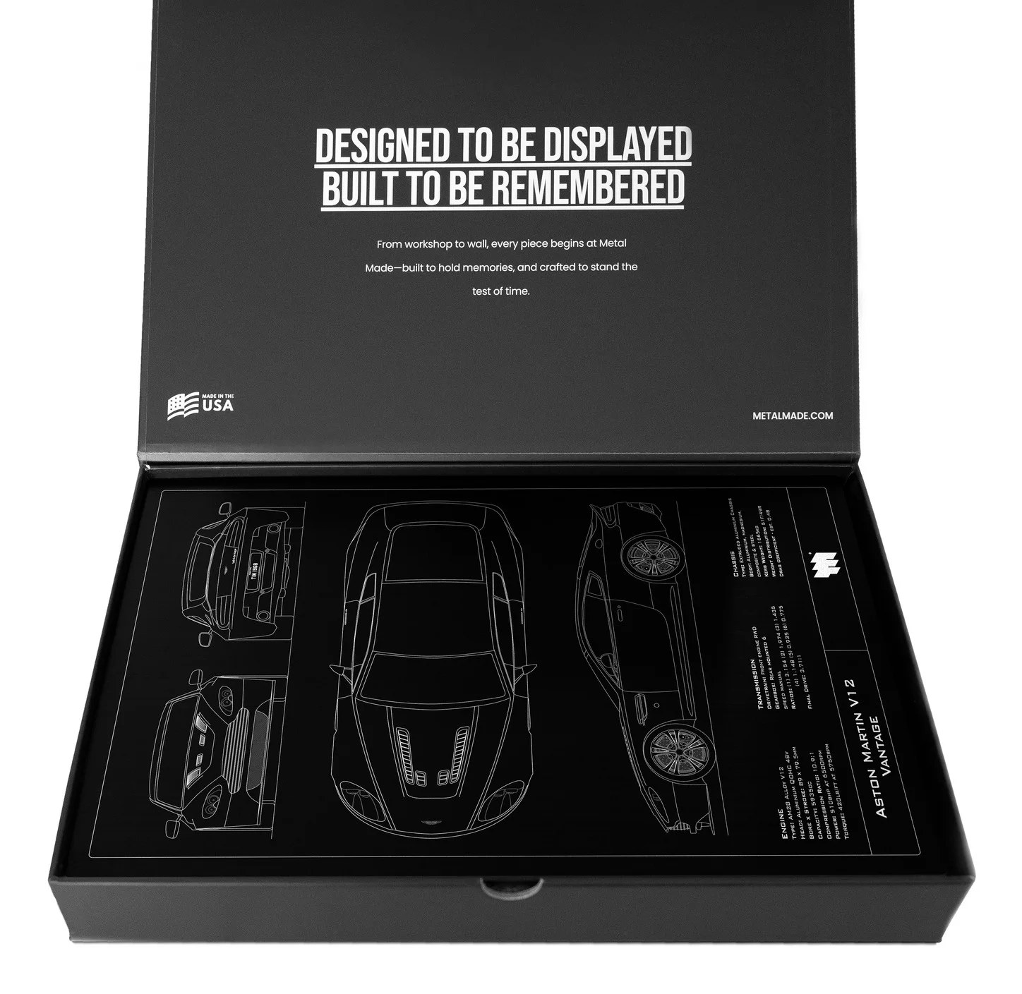 Aston Martin V12 Vantage, in the metal made gift box, portrait plate